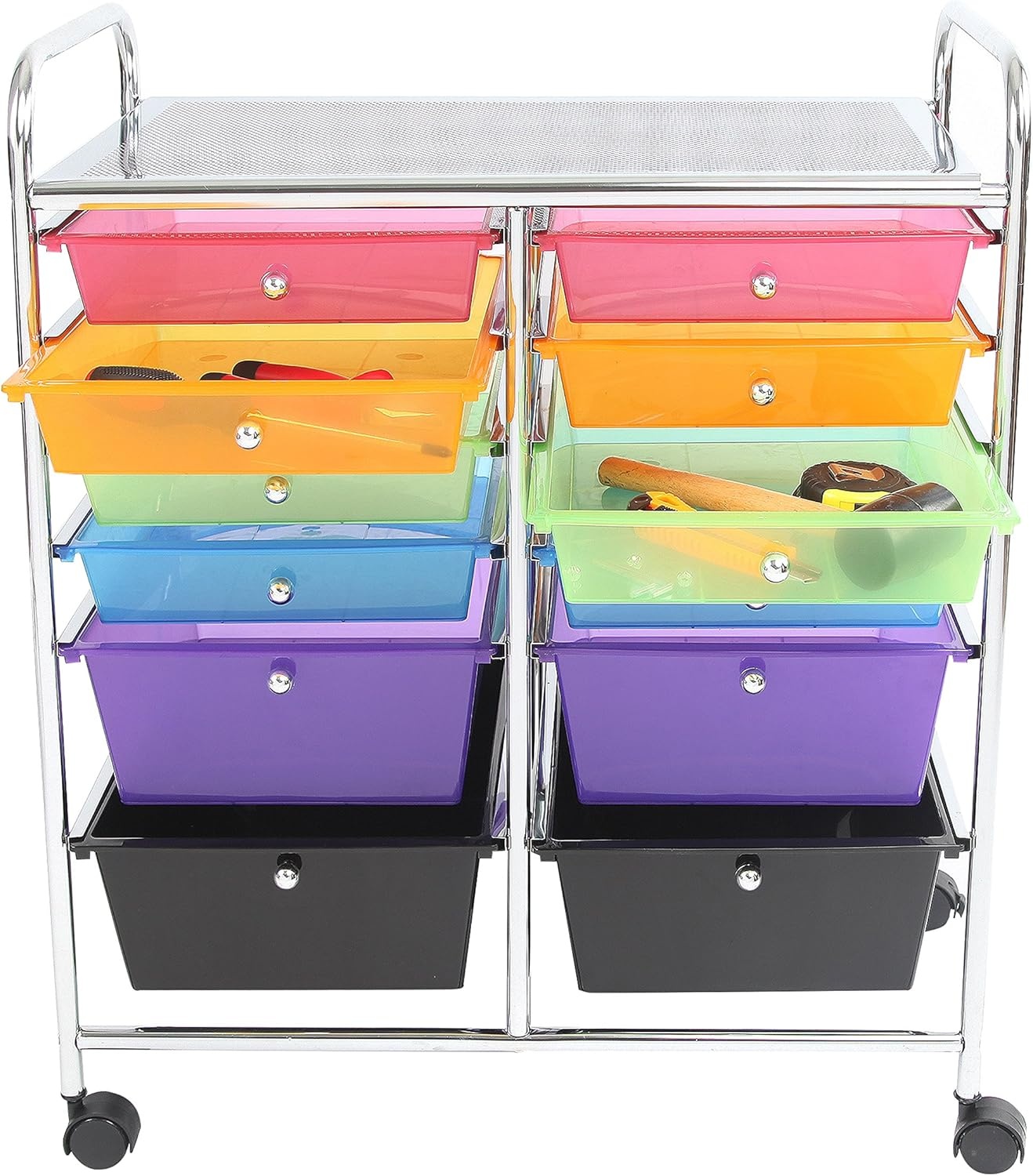 image:imageFinnhomy 12 Drawer Organizer Cart Utility Cart Rolling Storage Cart Smoke Drawer Studio Trolley Office Suppliers for Home School Beauty Salon Storage