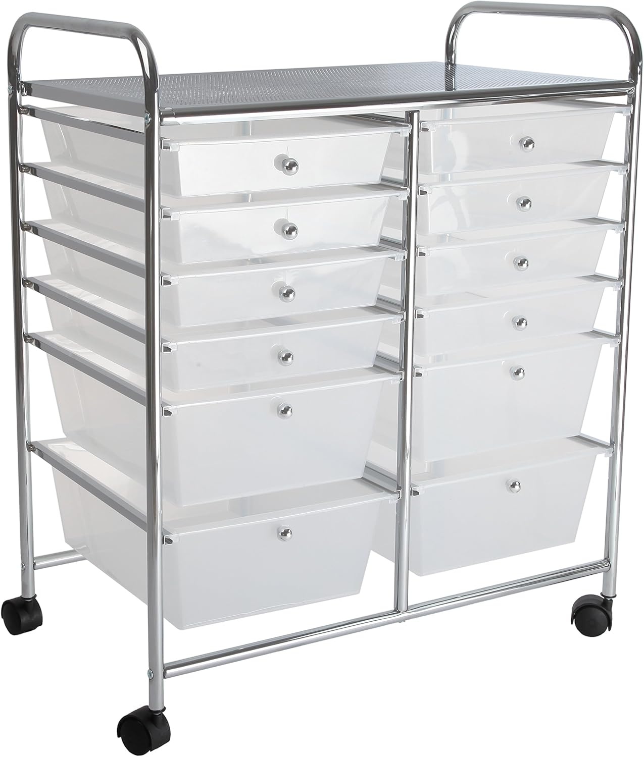 image:imageFinnhomy 12 Drawer Rolling Cart OrganizerStorage Cart with Drawers Utility Cart for School Office Home Beauty Salon Storage SemiTransparent White