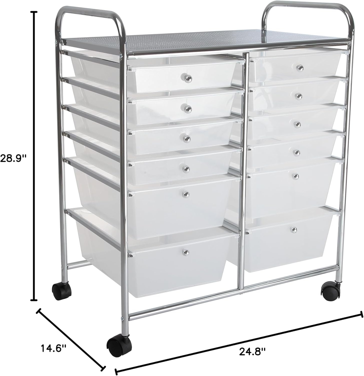 image:imageFinnhomy 12 Drawer Rolling Cart OrganizerStorage Cart with Drawers Utility Cart for School Office Home Beauty Salon Storage SemiTransparent White