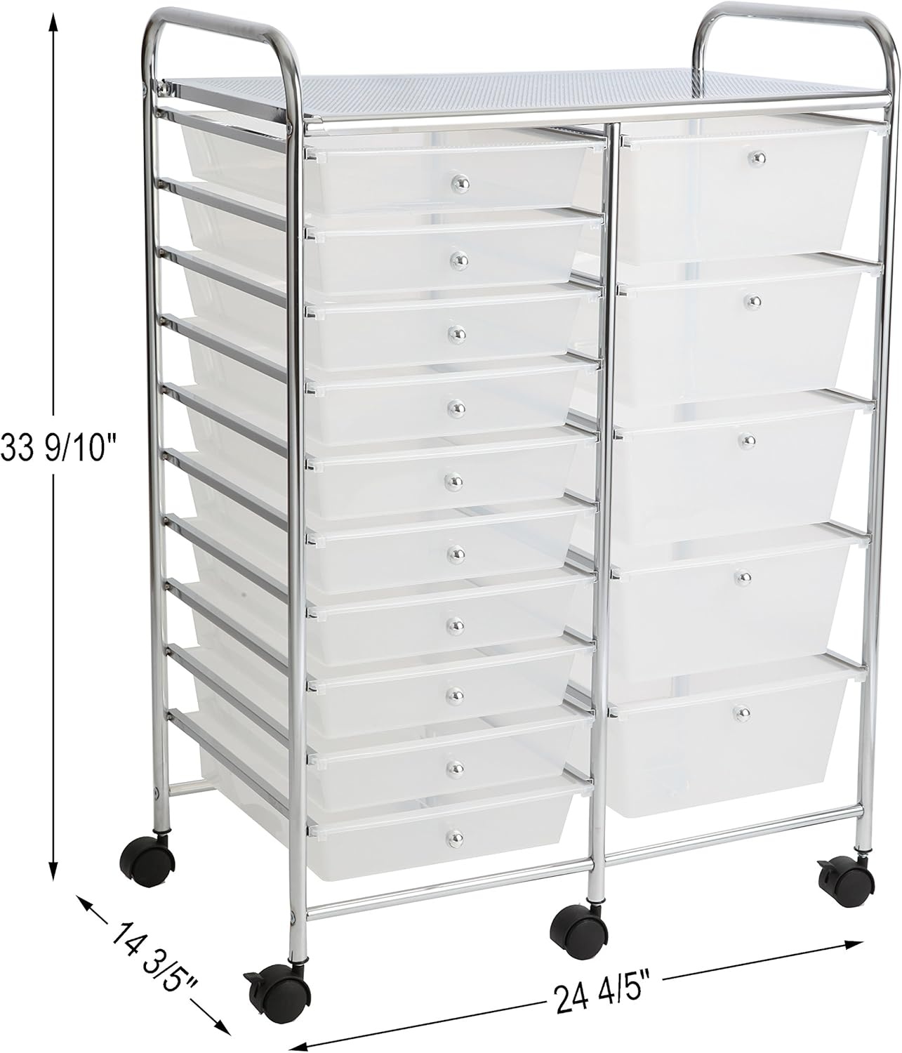 image:imageFinnhomy 15 Drawer Rolling Cart Organizer Storage Cart with Drawers Utility Cart for School Office Home Beauty Salon Storage SemiTransparent White