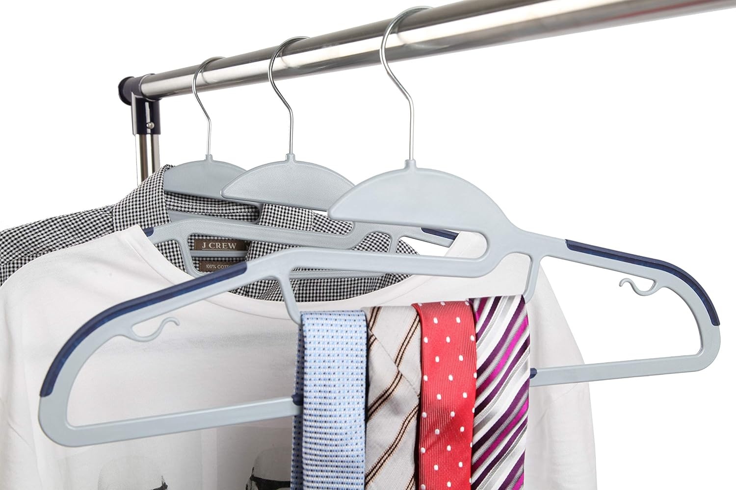 image:imageFinnhomy 50 Pack Plastic Hangers Heavy Duty Clothes Hangers with NonSlip Pads Space Saving Easy Slide Clothes Hanger for Closet Great for Shirts Pants Scarves Strong Enough for CoatGray