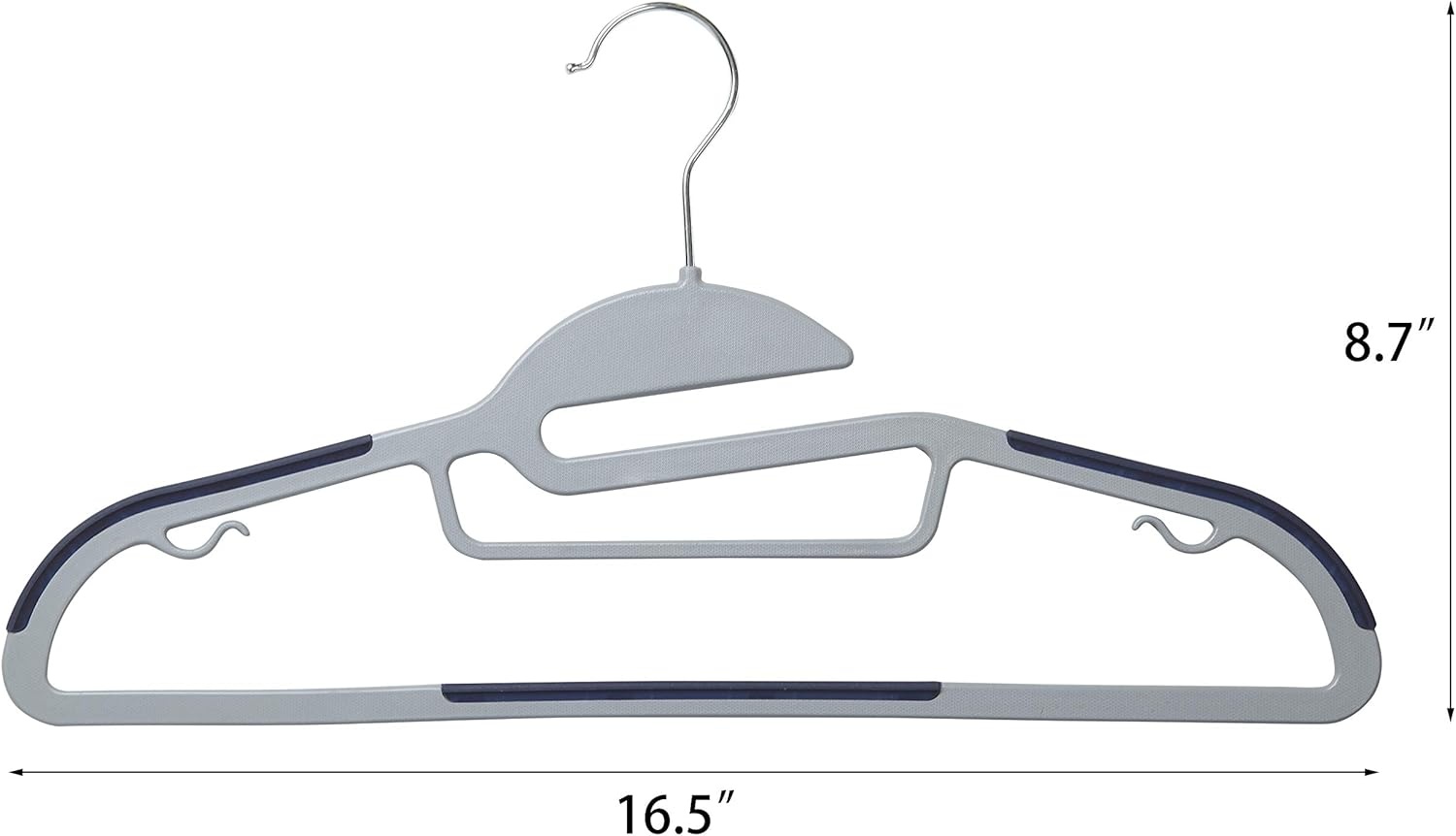 image:imageFinnhomy 50 Pack Plastic Hangers Heavy Duty Clothes Hangers with NonSlip Pads Space Saving Easy Slide Clothes Hanger for Closet Great for Shirts Pants Scarves Strong Enough for CoatGray