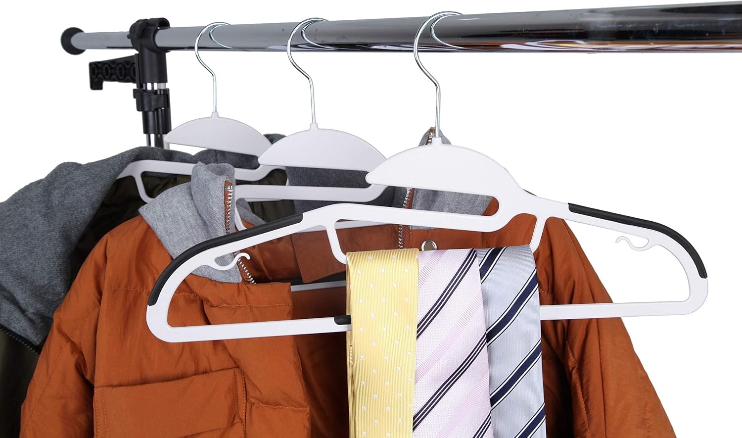image:imageFinnhomy 50 Pack Plastic Hangers Heavy Duty Clothes Hangers with NonSlip Pads Space Saving Easy Slide Clothes Hanger for Closet Great for Shirts Pants Scarves Strong Enough for CoatWhite