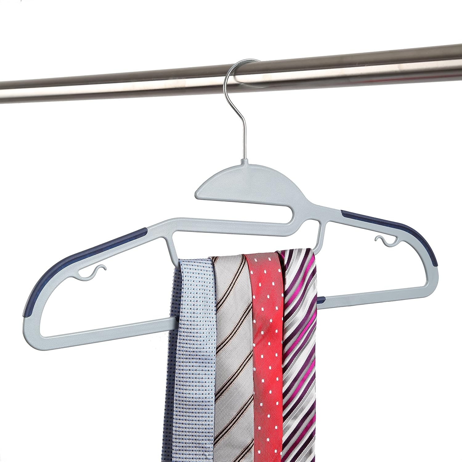 image:imageFinnhomy 50 Pack Plastic Hangers Heavy Duty Clothes Hangers with NonSlip Pads Space Saving Easy Slide Clothes Hanger for Closet Great for Shirts Pants Scarves Strong Enough for CoatGray