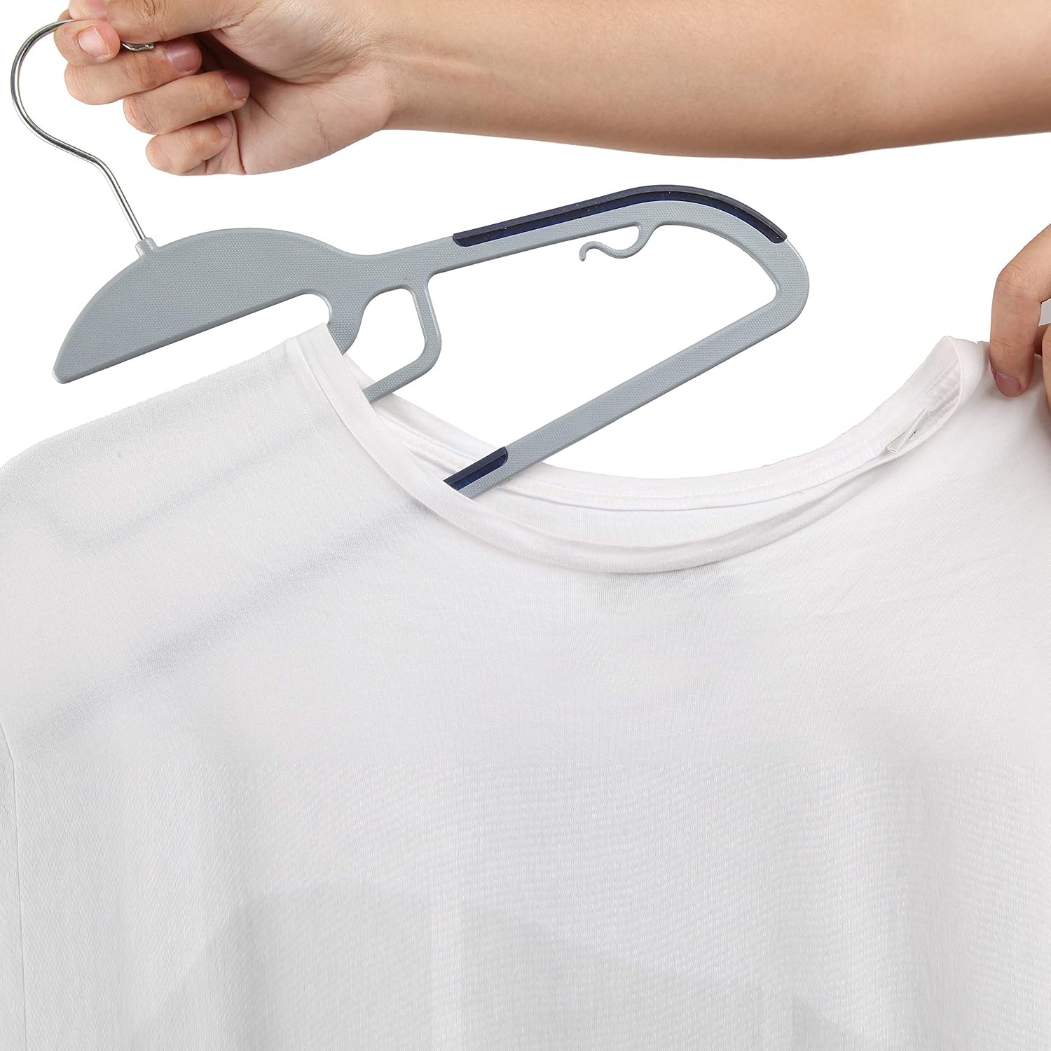 image:imageFinnhomy 50 Pack Plastic Hangers Heavy Duty Clothes Hangers with NonSlip Pads Space Saving Easy Slide Clothes Hanger for Closet Great for Shirts Pants Scarves Strong Enough for CoatGray