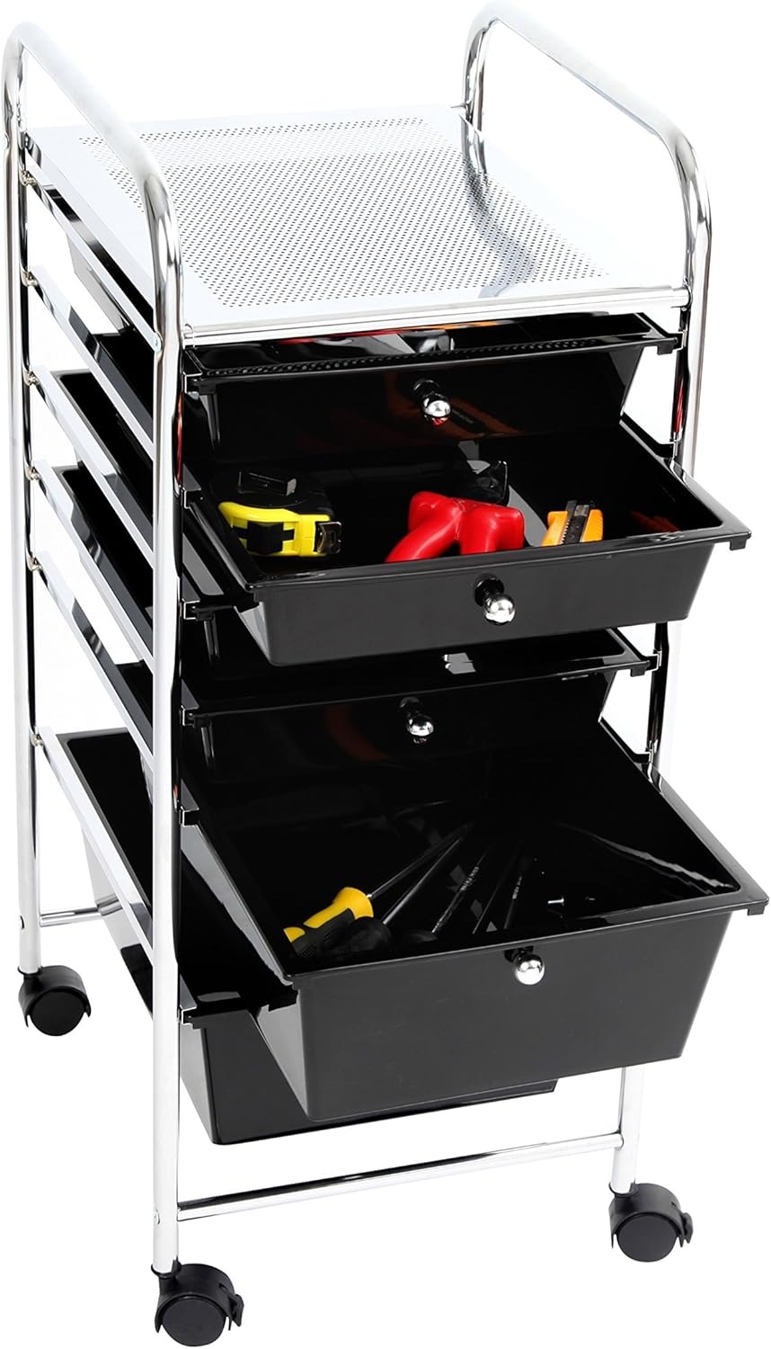 image:imageFinnhomy 6 Drawer Rolling Cart Organizer Storage Cart with Drawers Utility Cart for School Office Home Beauty Salon Storage Smoke