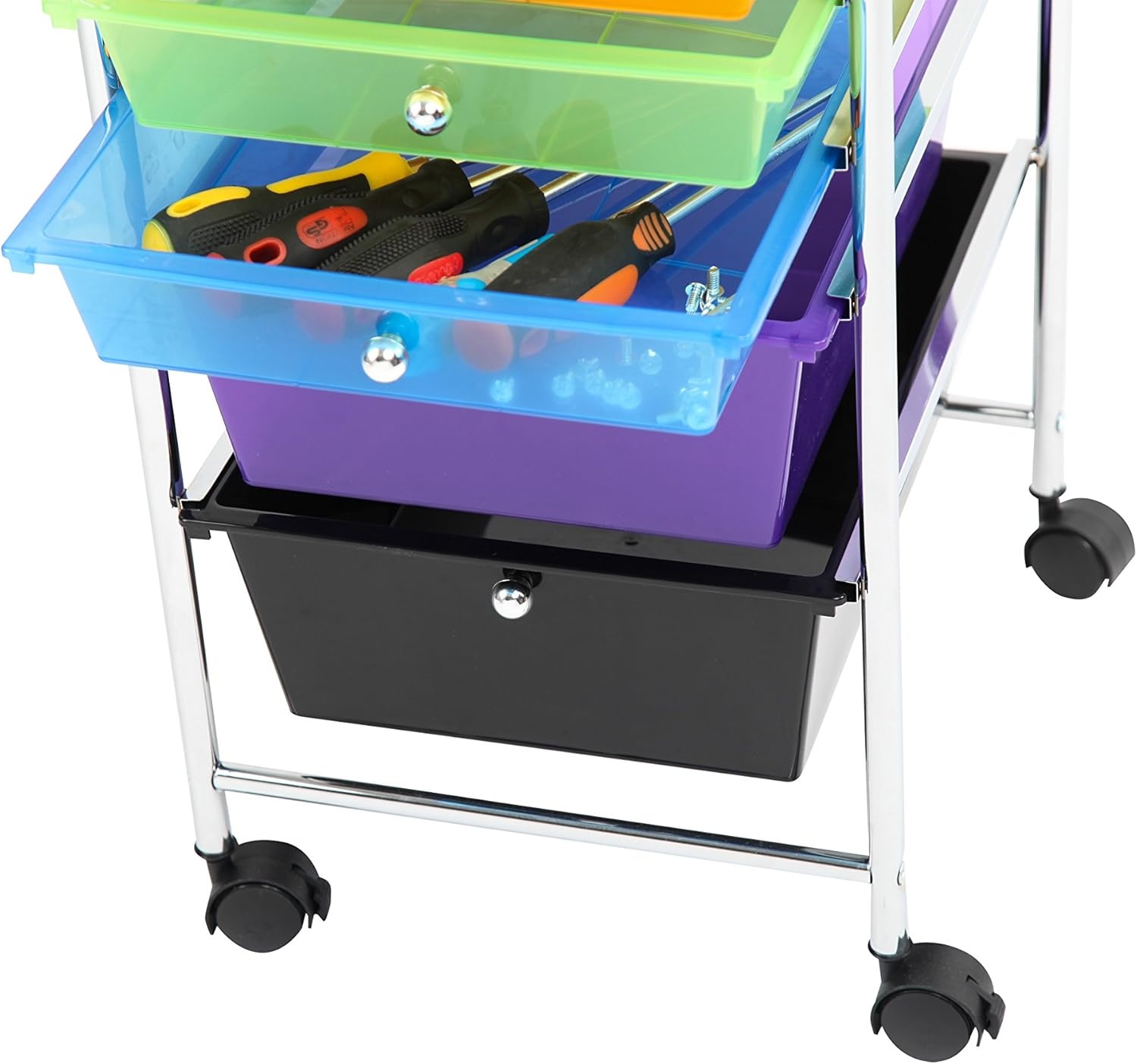 image:imageFinnhomy 6 Drawer Rolling Cart Storage Rolling Carts with SemiTransparent Mutli Color Drawers Organizer Cart for School Office Home Beauty SalonUtility Cart with Wheels