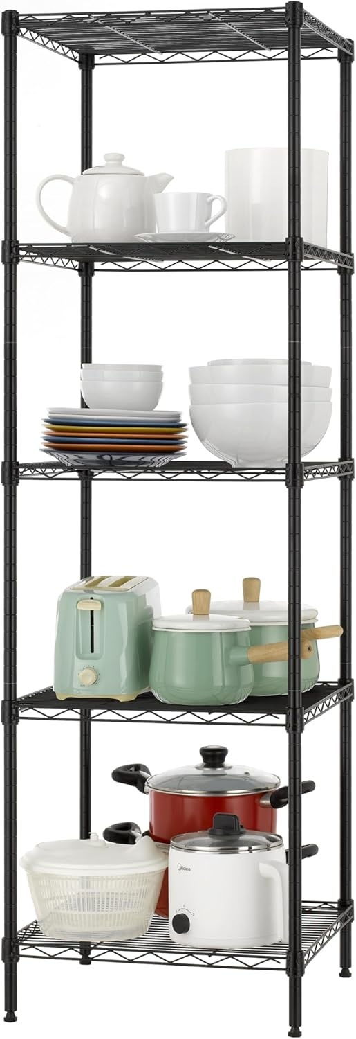 image:imageFinnhomy Heavy Duty 5 Tier Wire Shelving Unit 18x18x59inches 5 Shelves Storage Rack Metal Shelving with Thicken Steel Tube NSF Certified Chrome59HBlack