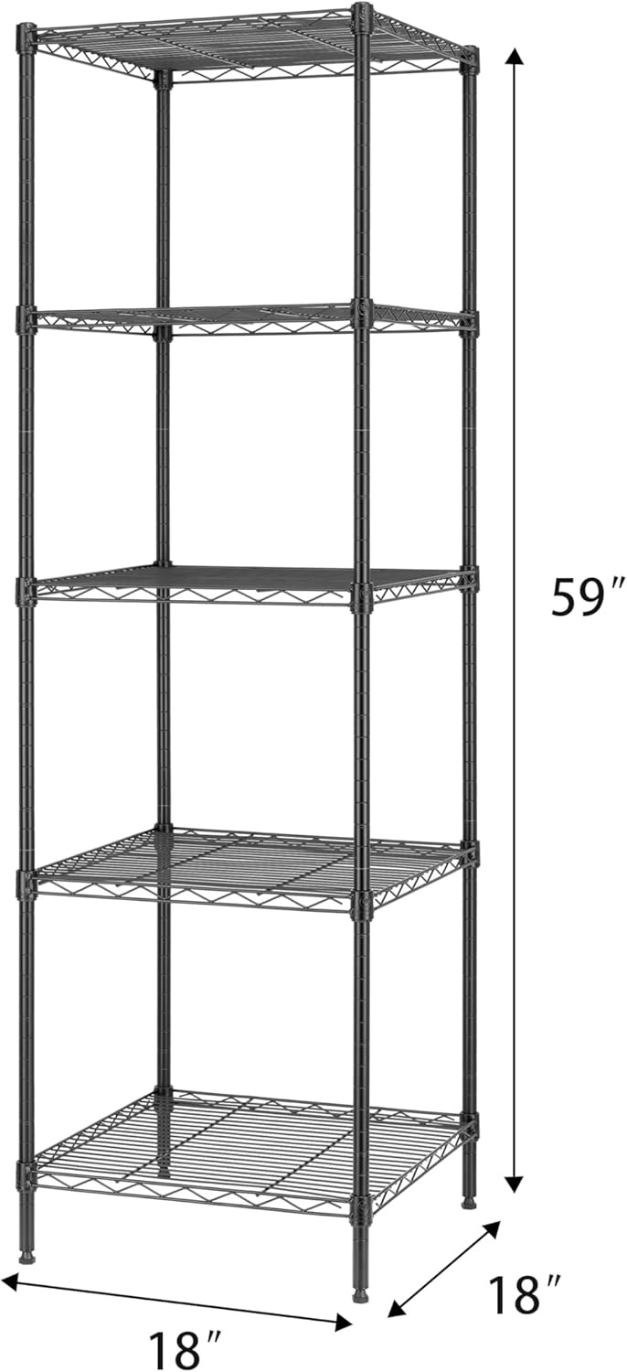 image:imageFinnhomy Heavy Duty 5 Tier Wire Shelving Unit 18x18x59inches 5 Shelves Storage Rack Metal Shelving with Thicken Steel Tube NSF Certified Chrome59HBlack