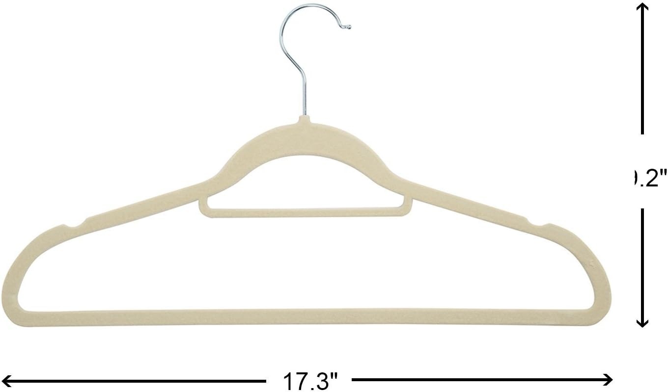 image:imageFinnhomy Heavy Duty 50 Pack Clothes Hangers with 10 Multiple Use Finger Clips Durable SlimLine Velvet Hangers NonSlip Sturdy Clothing Hangers Beige