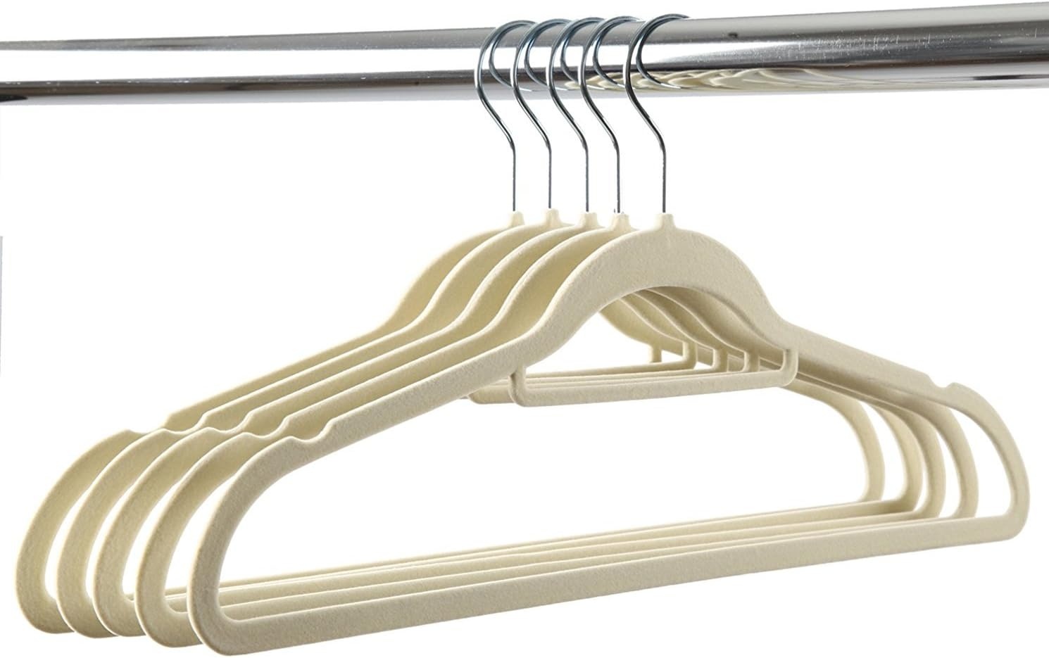 image:imageFinnhomy Heavy Duty 50 Pack Clothes Hangers with 10 Multiple Use Finger Clips Durable SlimLine Velvet Hangers NonSlip Sturdy Clothing Hangers Beige