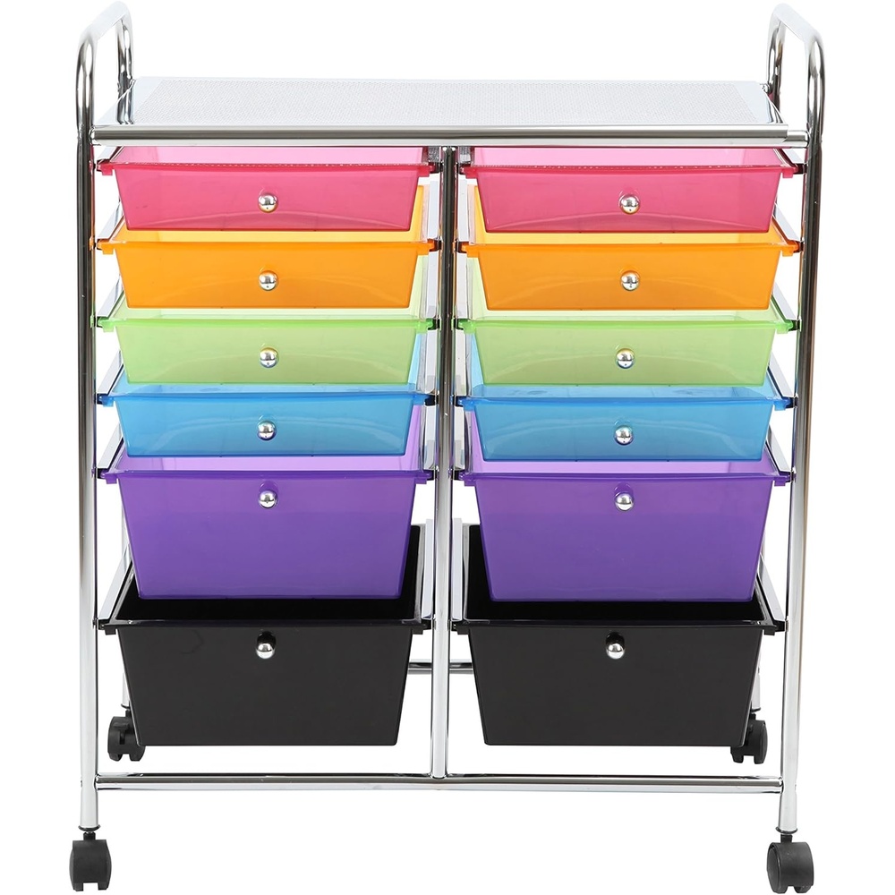 image:imageFinnhomy 12 Drawer Organizer Cart Utility Cart Rolling Storage Cart Smoke Drawer Studio Trolley Office Suppliers for Home School Beauty Salon Storage