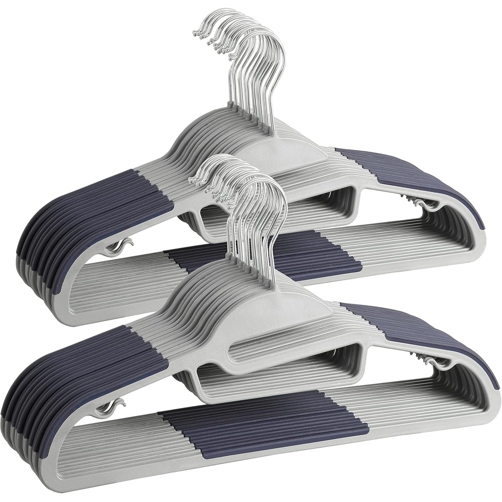 image:imageFinnhomy 50 Pack Plastic Hangers Heavy Duty Clothes Hangers with NonSlip Pads Space Saving Easy Slide Clothes Hanger for Closet Great for Shirts Pants Scarves Strong Enough for CoatGray