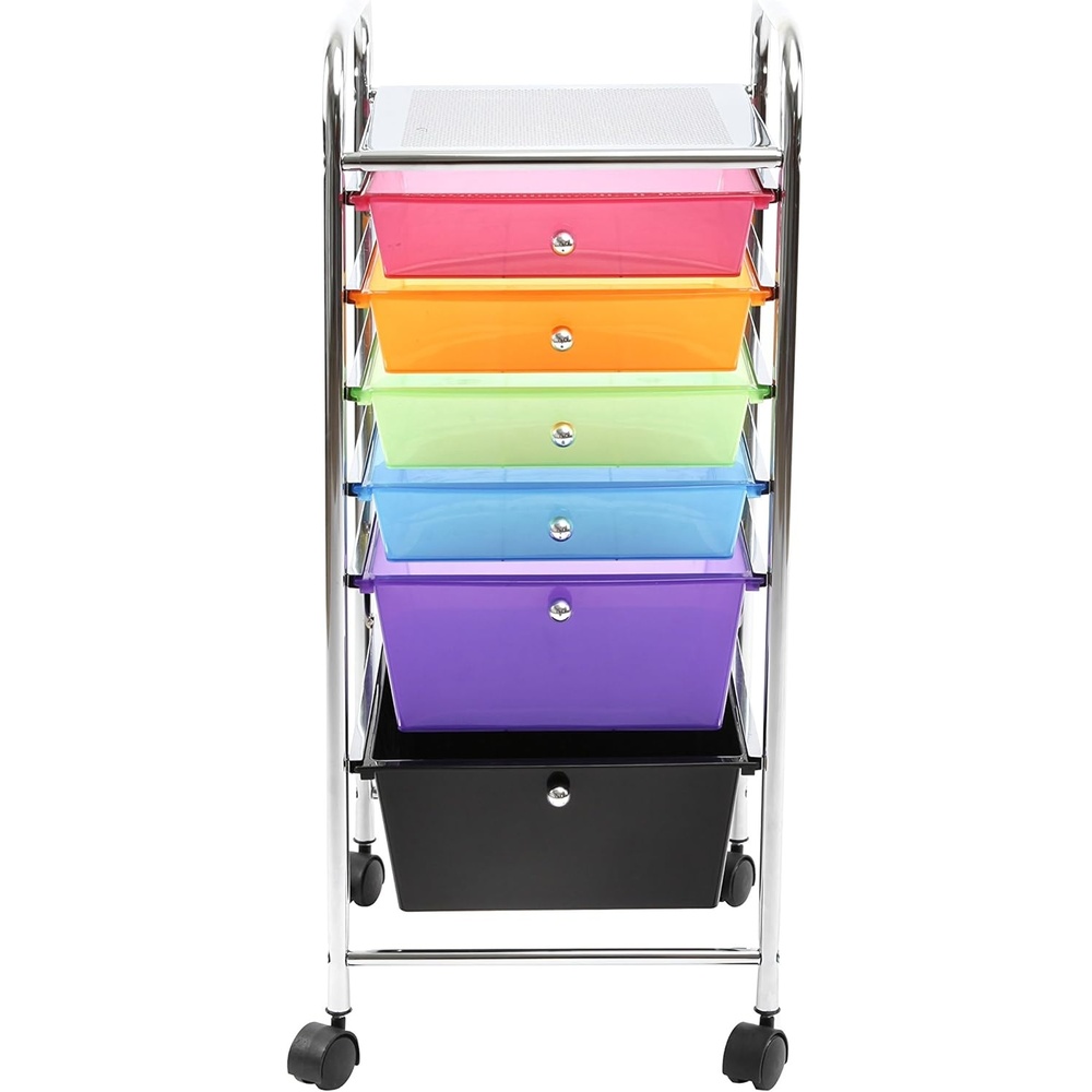 image:imageFinnhomy 6 Drawer Rolling Cart Storage Rolling Carts with SemiTransparent Mutli Color Drawers Organizer Cart for School Office Home Beauty SalonUtility Cart with Wheels