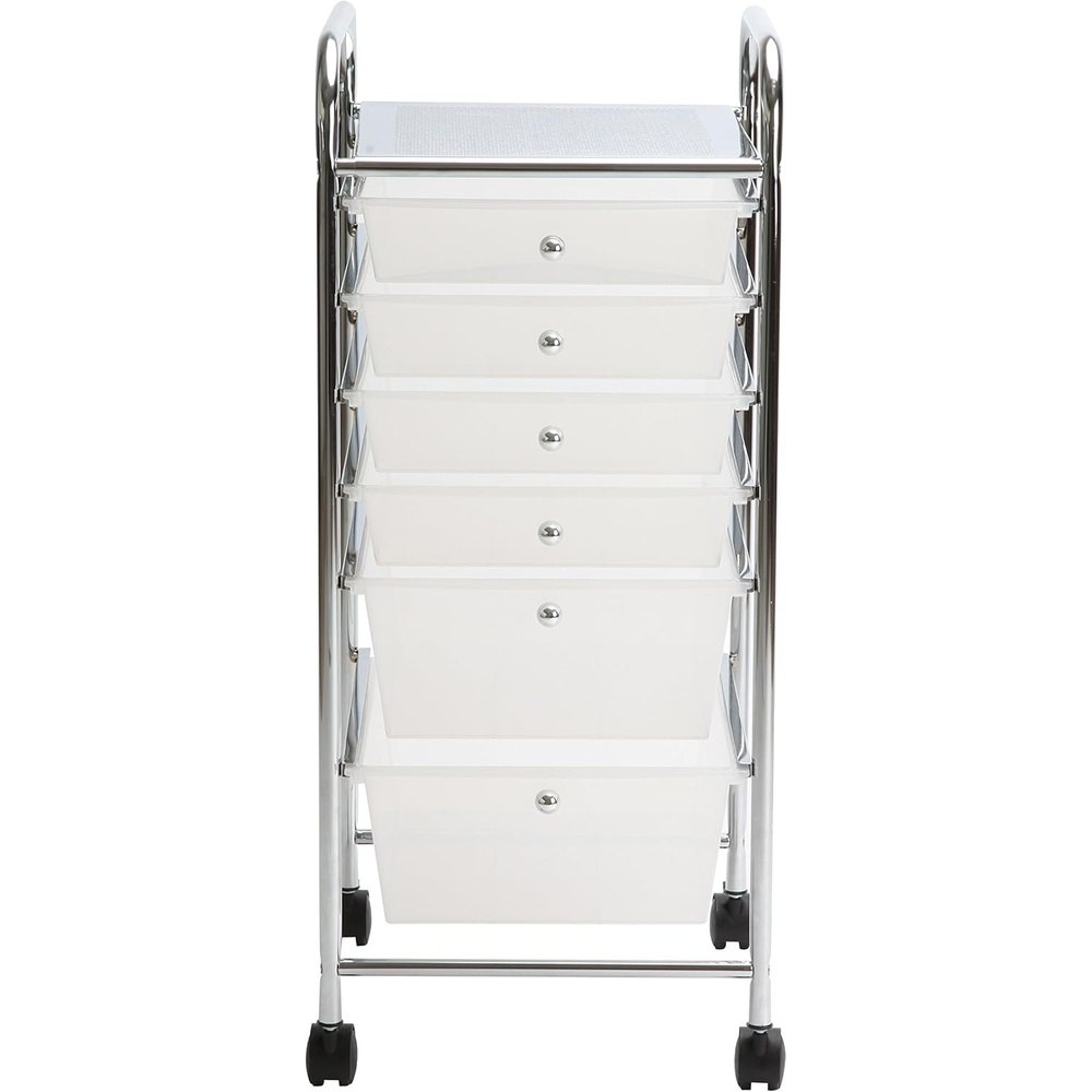 image:imageFinnhomy 6Drawer Rolling CartStorage Rolling Carts with SemiTransparent White Drawers Organizer Cart for School Office Home Beauty SalonUtility Cart with Wheels