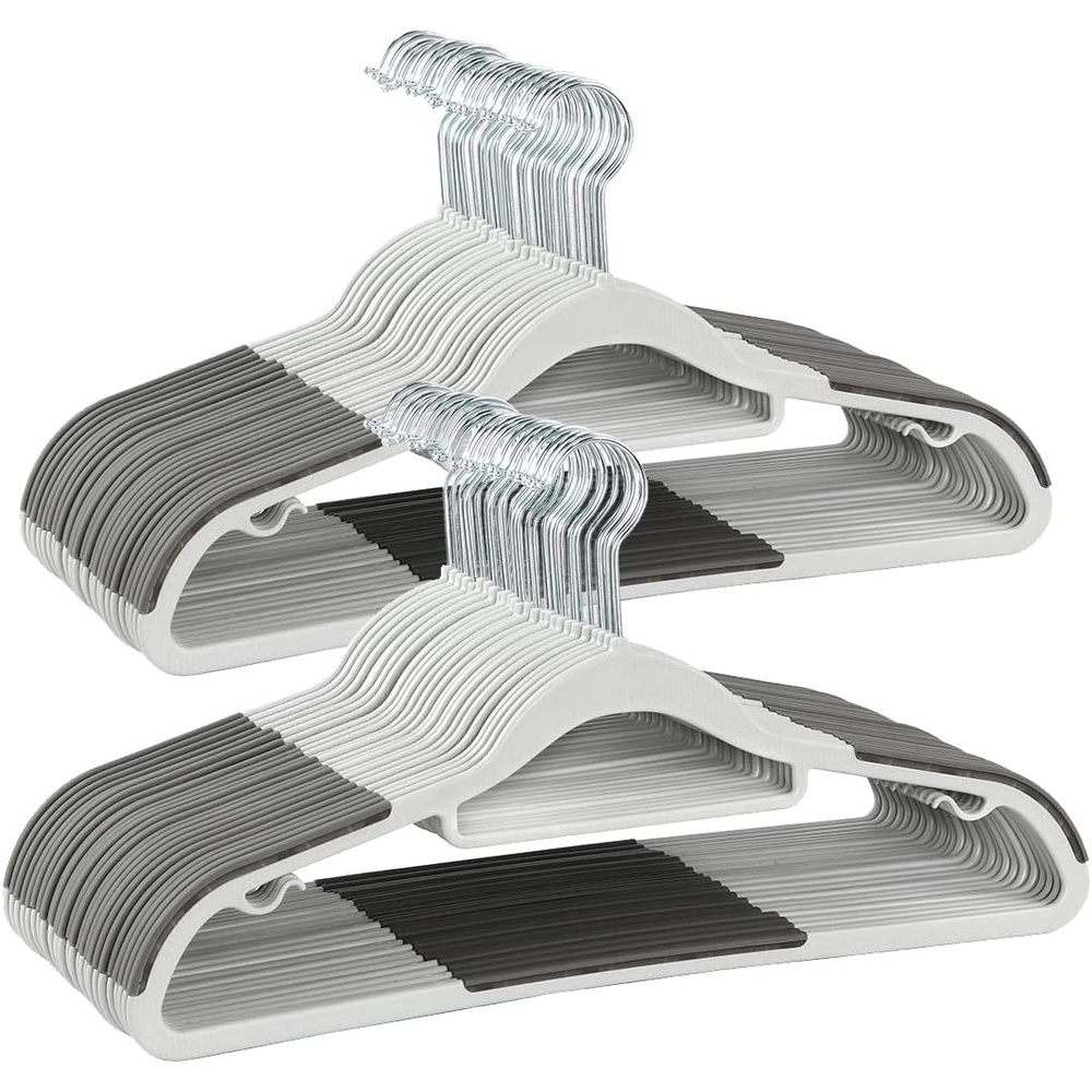 image:imageFinnhomy Bar Design Heavy Duty 50 Pack Plastic Hangers Clothes Hangers with NonSlip Pads Great for Shirts Pants Scarves Strong Enough for Coat GrayGray