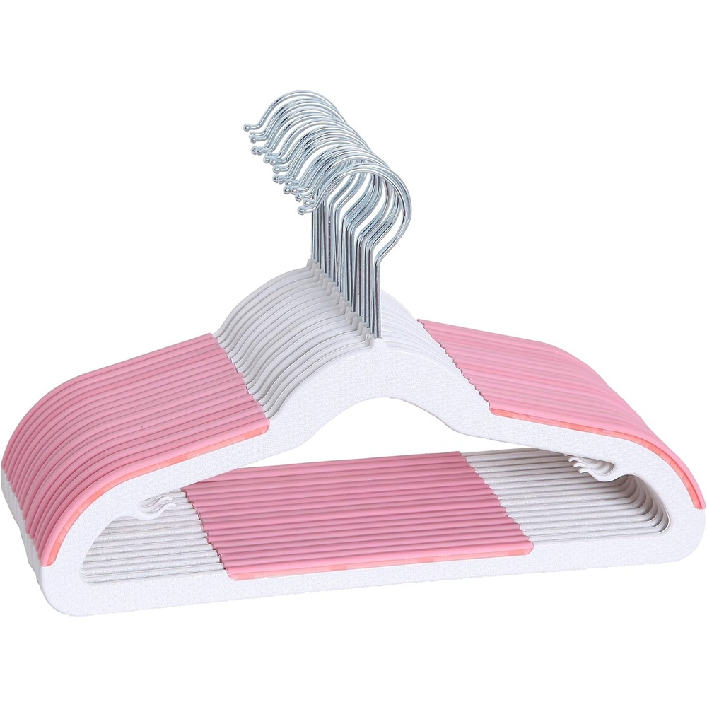 image:imageFinnhomy Extra Strong 30 Pack Plastic Hangers for Baby and Kids Children Clothes Hangers with NonSlip Pads Great for Any Baby Clothes GrayPink