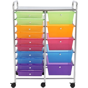 image:imageFinnhomy 15Drawer Rolling CartStorage Rolling Carts with SemiTransparent Mutli Color Drawers Organizer Cart for School Office Home Beauty SalonUtility Cart with Wheels