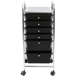 image:imageFinnhomy 6 Drawer Rolling Cart Organizer Storage Cart with Drawers Utility Cart for School Office Home Beauty Salon Storage Smoke