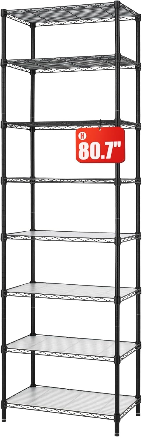 image:imageFinnhomy 6Tier Wire Shelving Unit Adjustable Steel Wire Rack Shelving 6 Shelves Steel Storage Rack or Two 3 Tier Shelving Units with PE mat and Stable Leveling Feet NSF Certified ChromeBlack