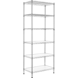 image:imageFinnhomy 6Tier Wire Shelving Unit Adjustable Steel Wire Rack Shelving 6 Shelves Steel Storage Rack or Two 3 Tier Shelving Units with PE mat and Stable Leveling Feet NSF Certified ChromeChrome